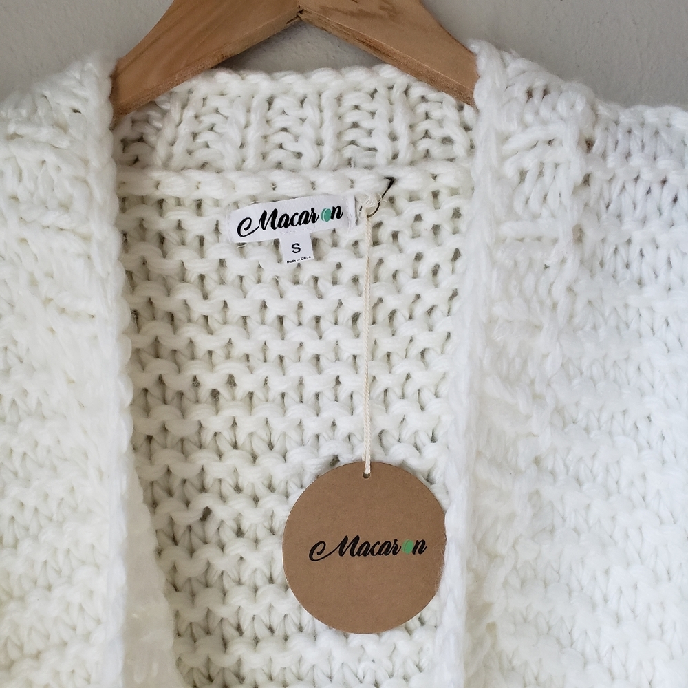❗SOLD❗Pom Sleeve Knit Cardigan Sweater - Picture 4 of 14